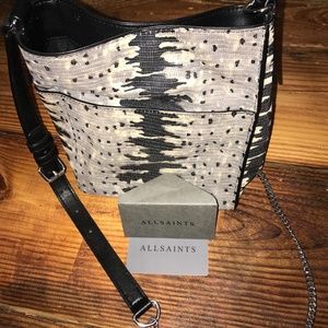 AllSaints Adelina Small North South Crossbody Bag in Grey Multi